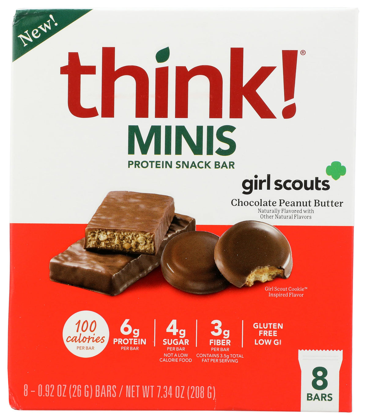 Think! paquete frontal de 8 barritas mostrando marca y beneficio práctico