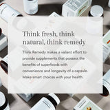 Think Remedy cápsulas junto a desayuno saludable integradas en rutina