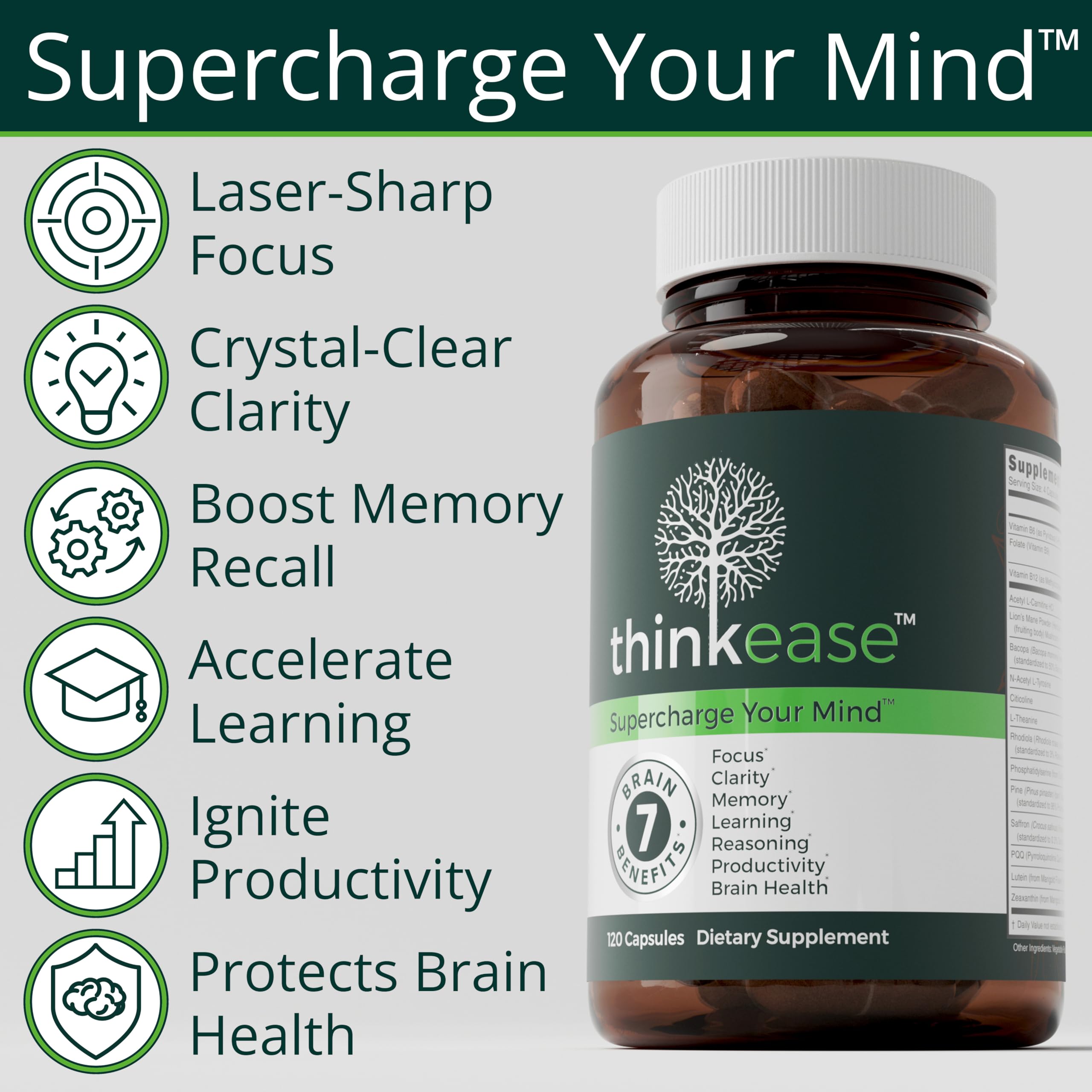 ThinkEase cápsula en primer plano que destaca pureza y recubrimiento pullulan