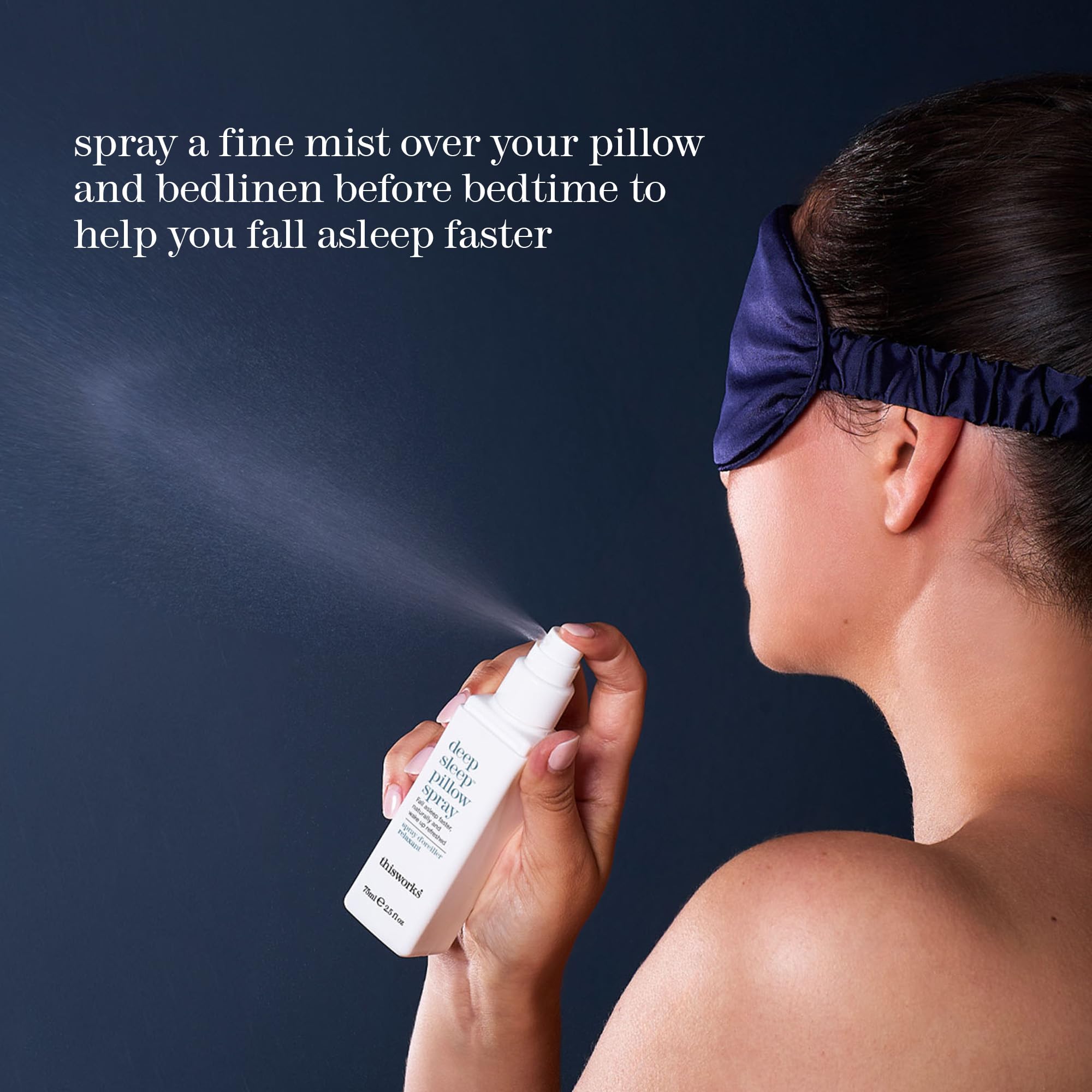 THISWORKS spray aplicado sobre almohada, ayuda a crear ambiente de descanso