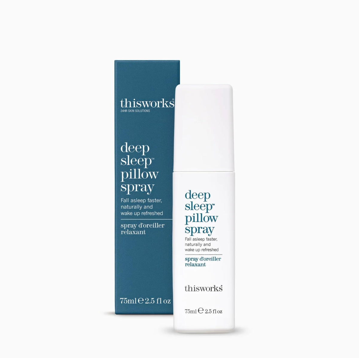 THISWORKS botella frontal del spray Deep Sleep, presentación clara y relajante