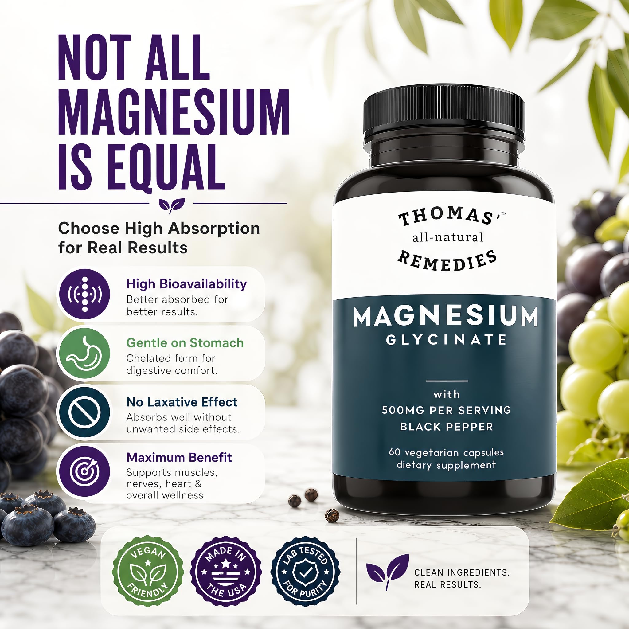 Thomas' all-natural Remedies frasco abierto con cápsulas listas para tomar