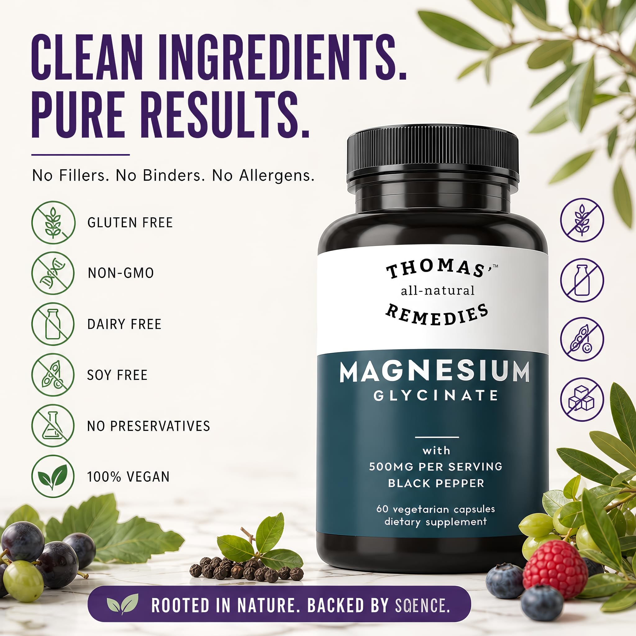 Thomas' all-natural Remedies cápsula junto a regla para comparar tamaño