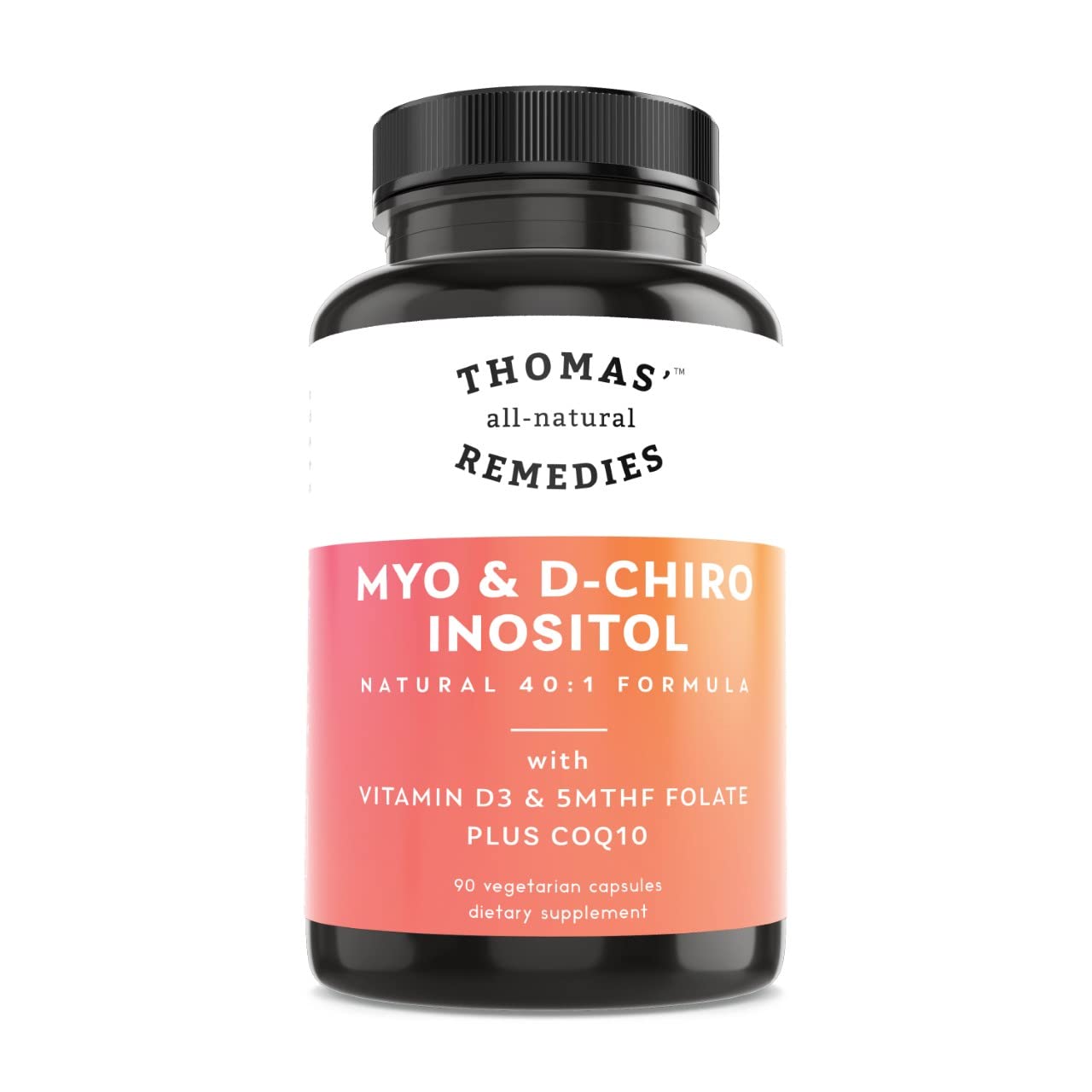 Thomas' all-natural Remedies botella junto a cápsulas en mesa para referencia
