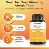 Thomas' all-natural Remedies cápsulas en mano para visualizar tamaño y uso
