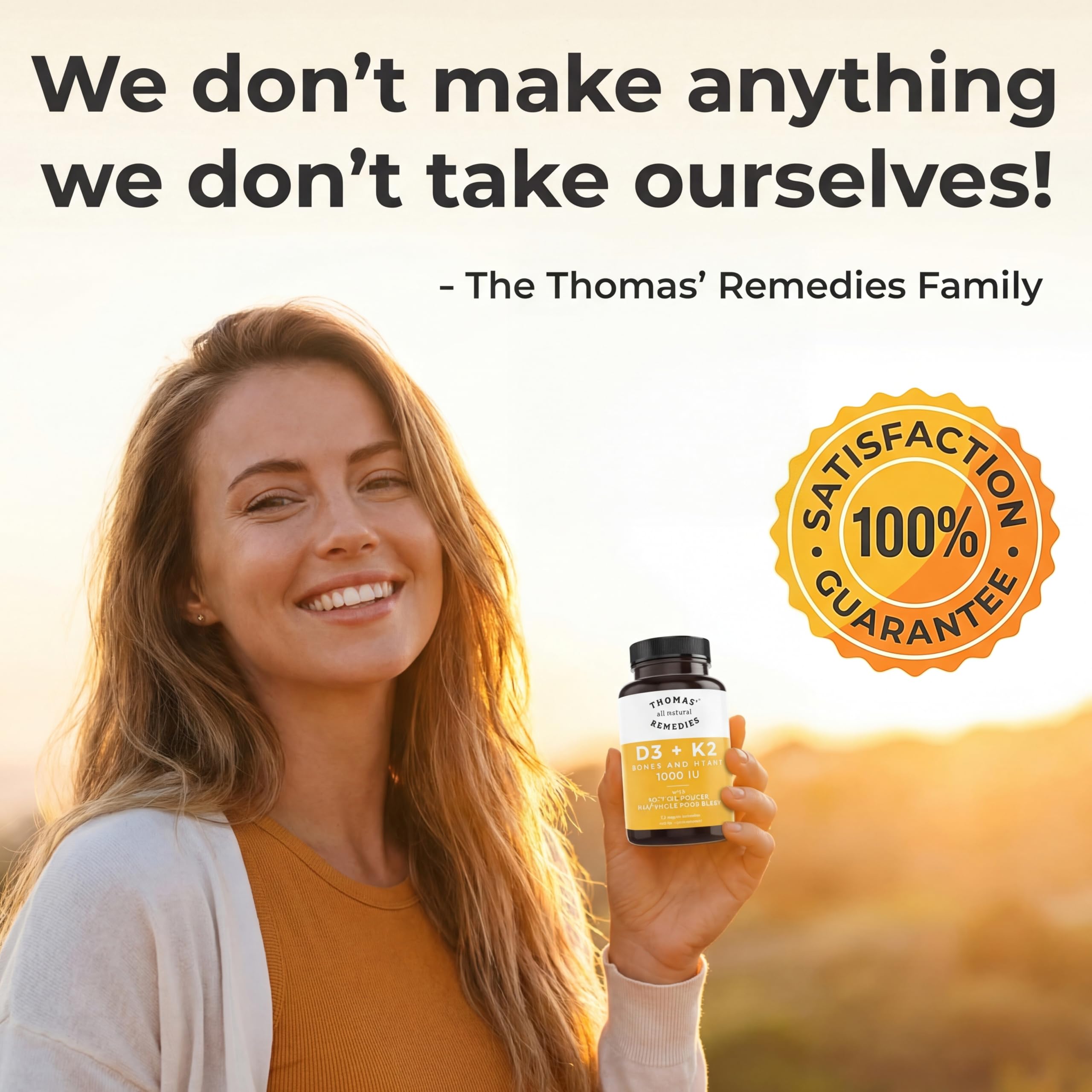 Thomas' all-natural Remedies informe de laboratorio y sello GMP visible