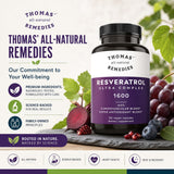 Thomas' all-natural Remedies botella abierta con cápsulas visibles y dosificadas