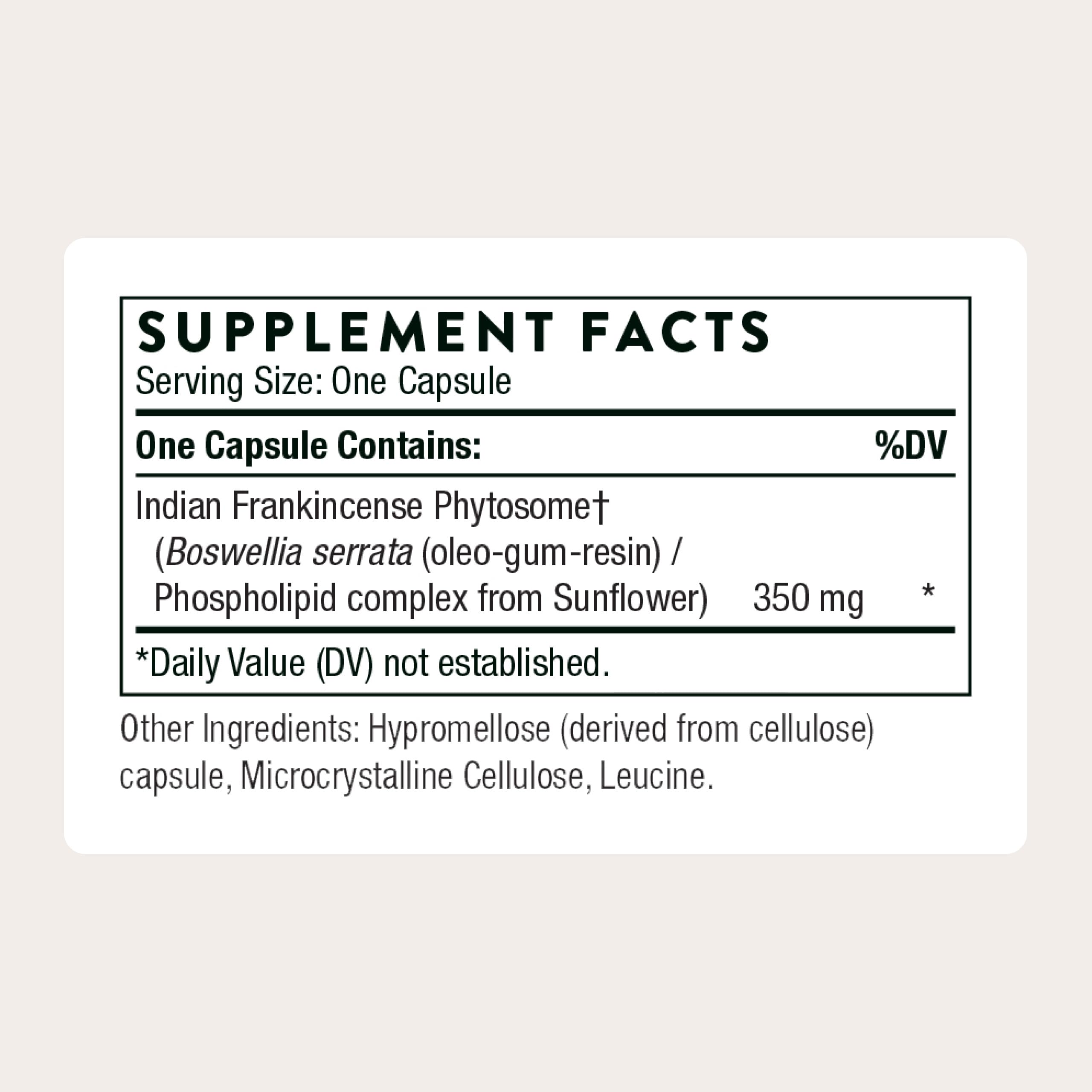 THORNE foco en extracto de boswellia y phytosome para mejor absorción