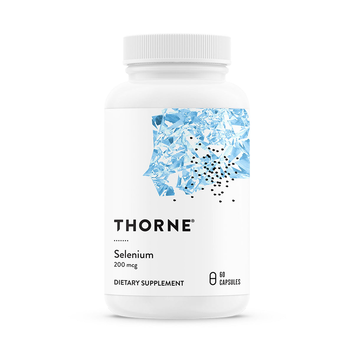 THORNE botella frente mostrando diseño y cantidad 60 cápsulas, beneficio confianza de marca