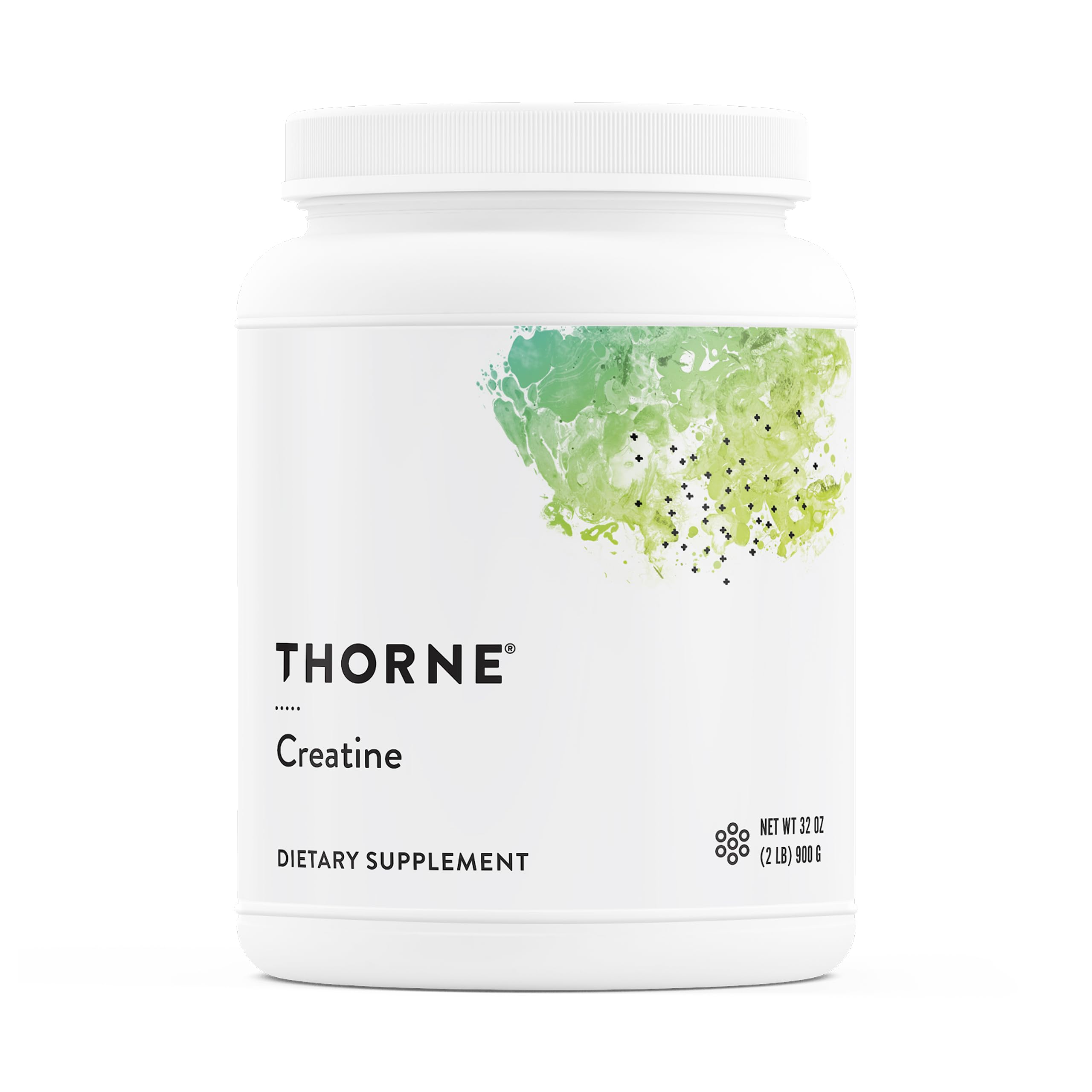 THORNE frasco frontal del producto con etiqueta clara, confianza y pureza