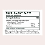 THORNE detalle de etiqueta con ingredientes quercetina y bromelina, información clara y segura