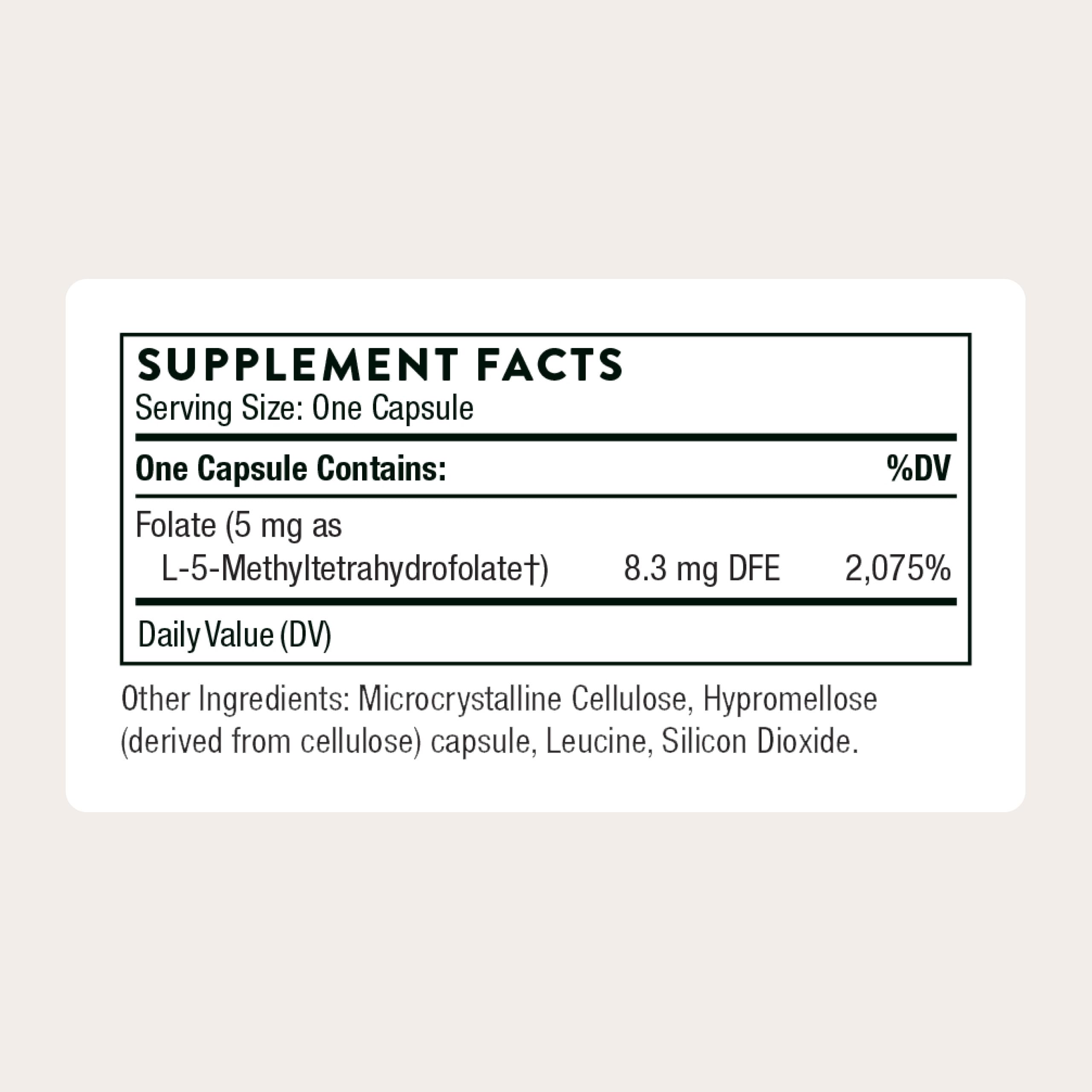THORNE detalle de la etiqueta con ingredientes y concentración para transparencia