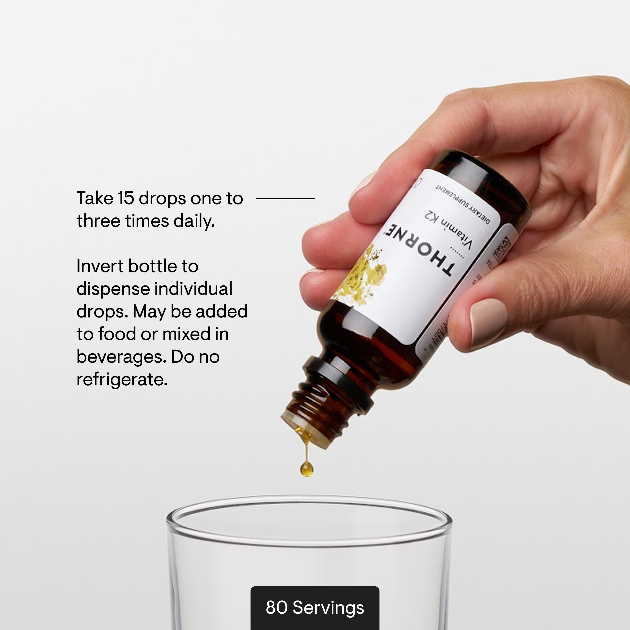 THORNE etiqueta con información de ingredientes y certificaciones visible