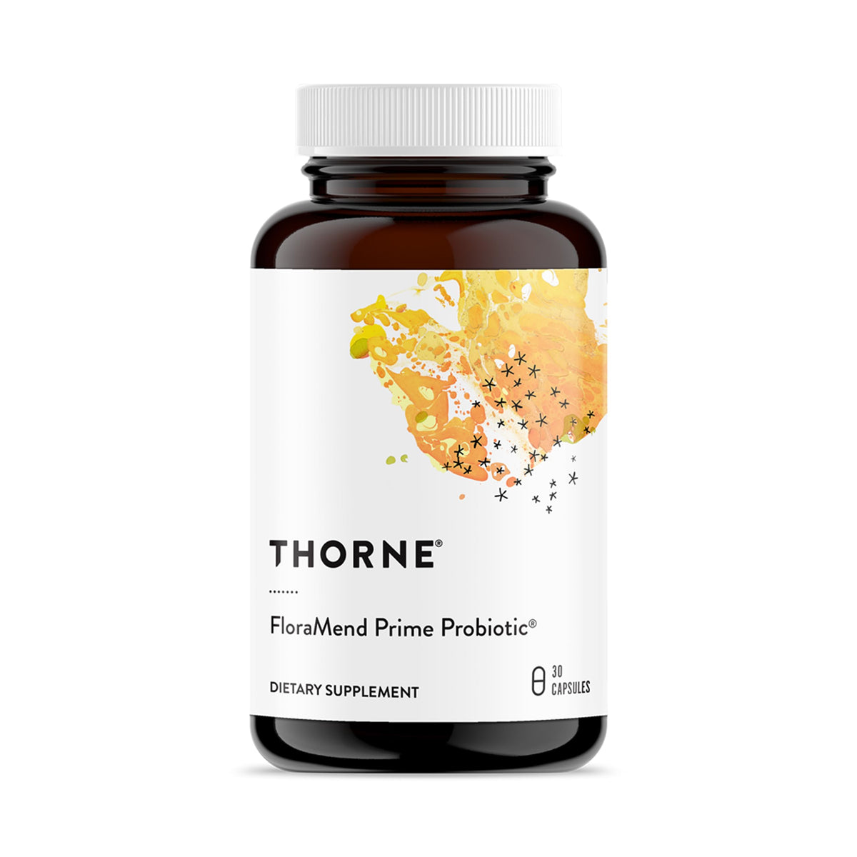 THORNE frasco FloraMend Prime frente mostrando diseño y beneficio práctico