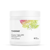 THORNE frasco frontal mostrando creatina y Alpha-GPC con confianza de marca