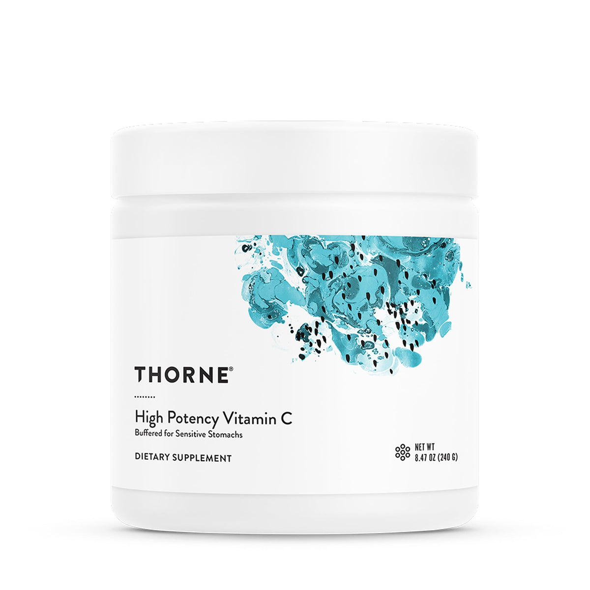 THORNE frente del envase mostrando diseño y porciones, confianza de marca y fácil identificación