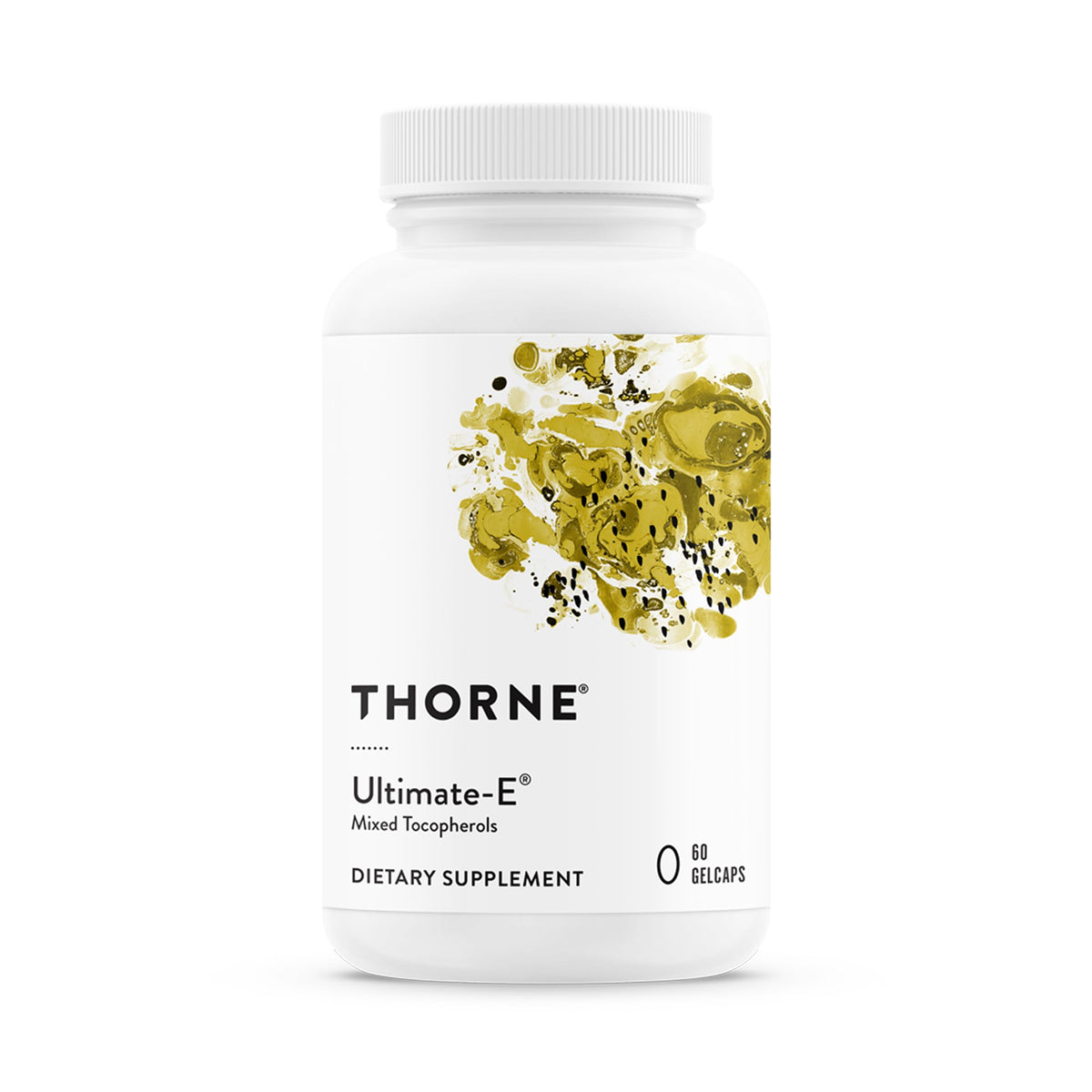 THORNE frente del envase mostrando 60 softgels y beneficios claros