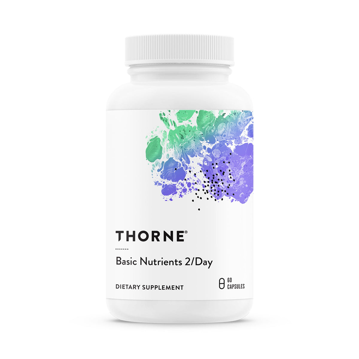 THORNE frente del envase mostrando diseño y cantidad