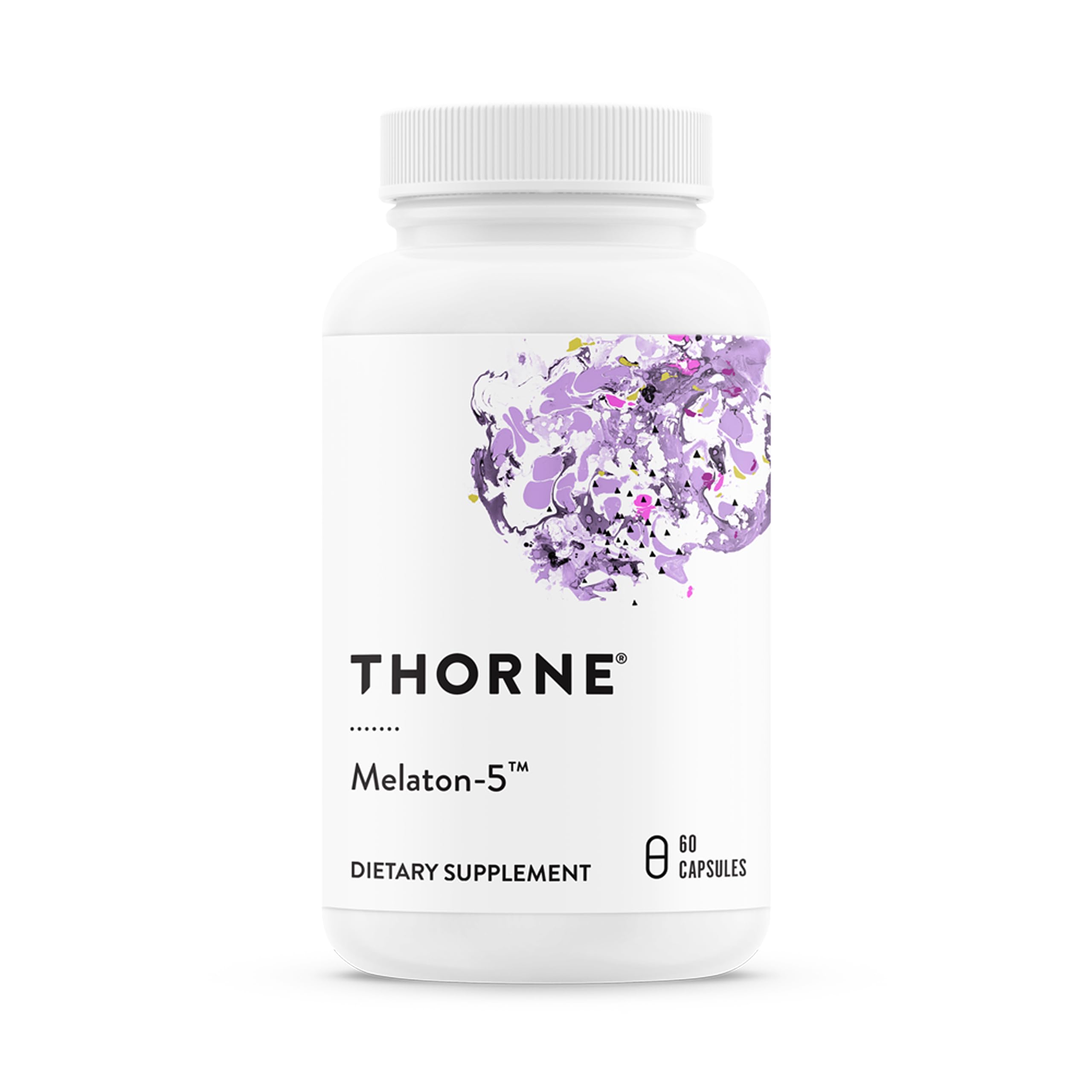 THORNE envase frontal de Melaton-5 mostrando diseño y cantidad, confianza de marca