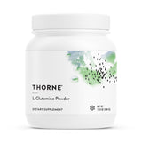THORNE envase frontal del L-Glutamine mostrando diseño y beneficios