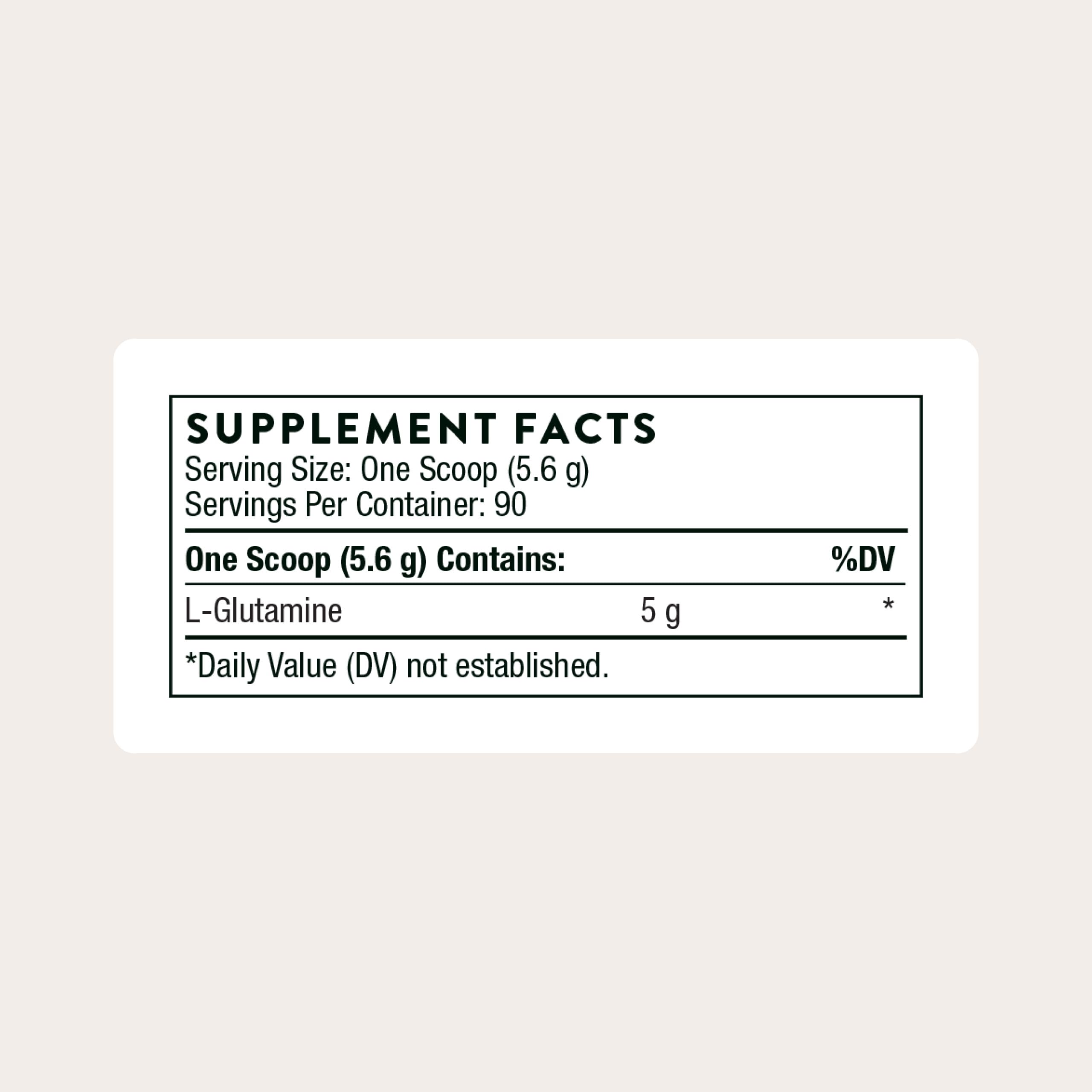 THORNE textura del polvo L-Glutamine lista para mezclar, fácil disolución