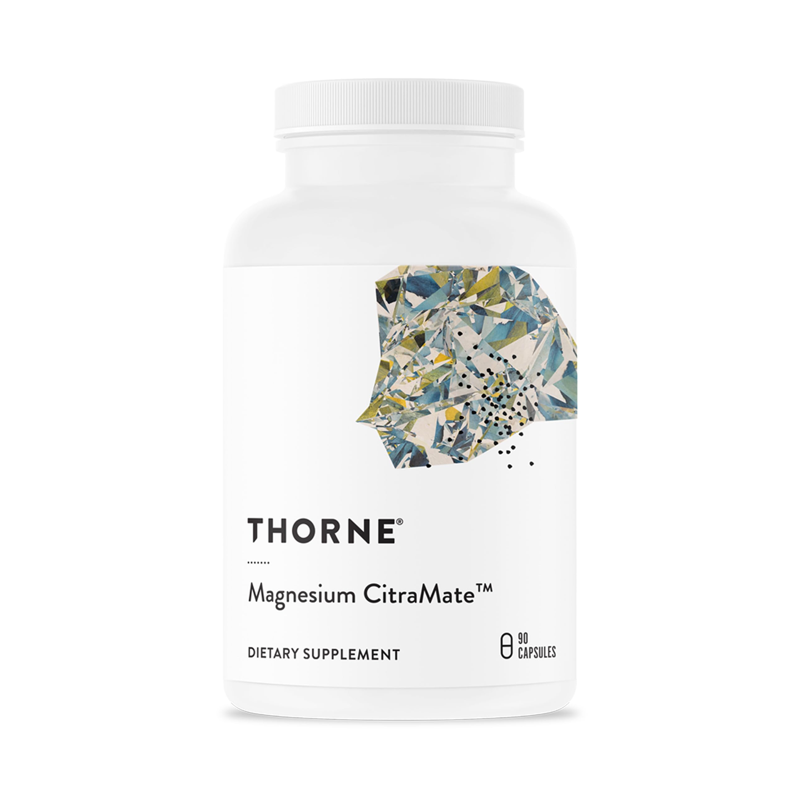 THORNE envase frontal mostrando Magnesium CitraMate y beneficio de apoyo diario