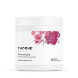 THORNE envase frontal de Ovarian Care mostrando etiqueta y sabor mixed berry, confianza en calidad