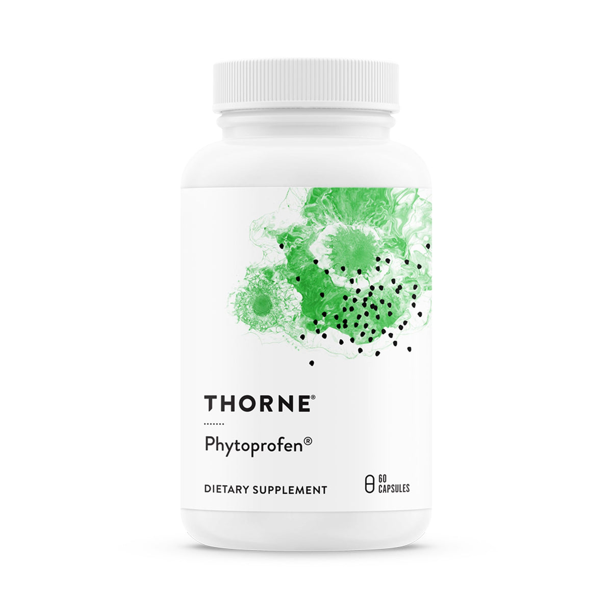 THORNE frontal del envase mostrando nombre y cantidad, confianza y calidad