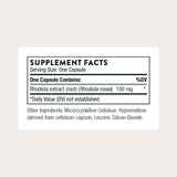 Thorne Rhodiola cápsula en primer plano resaltando fácil ingestión y pureza