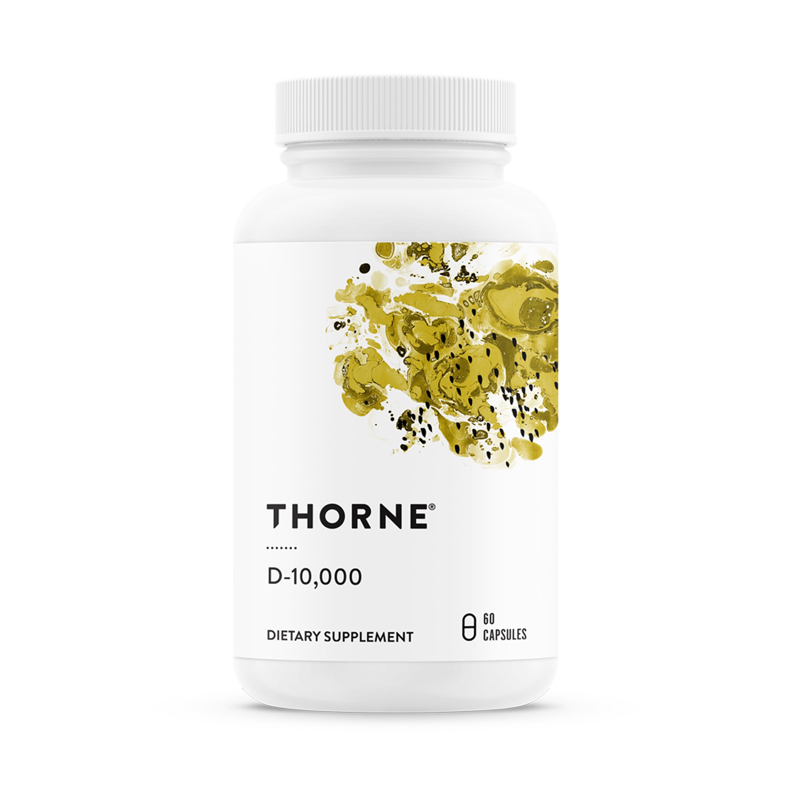 THORNE botella frontal mostrando etiqueta clara y concentración 10,000 UI