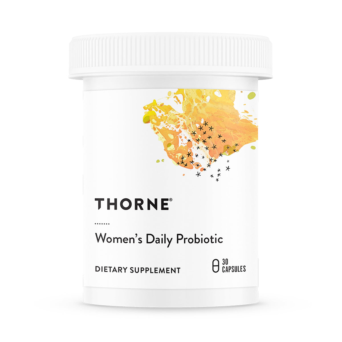 THORNE envase frontal mostrando la etiqueta clara y beneficio de estabilidad