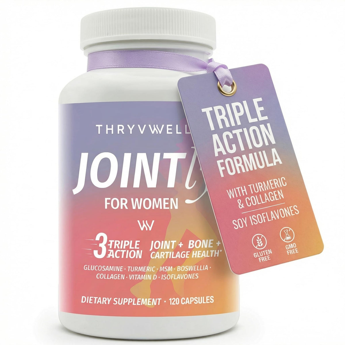 ThryvWell frasco frontal mostrando suplemento articular, beneficio claridad y confianza