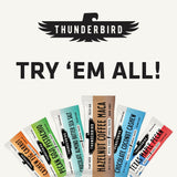 Thunderbird etiqueta con lista de ingredientes simples y certificaciones visibles