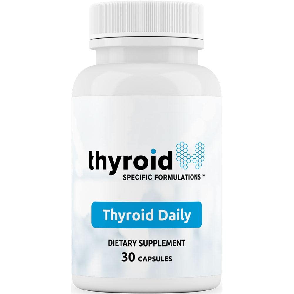 Thyroid Specific Formulations Thyroid Daily frente del envase mostrando diseño y beneficio de apoyo diario