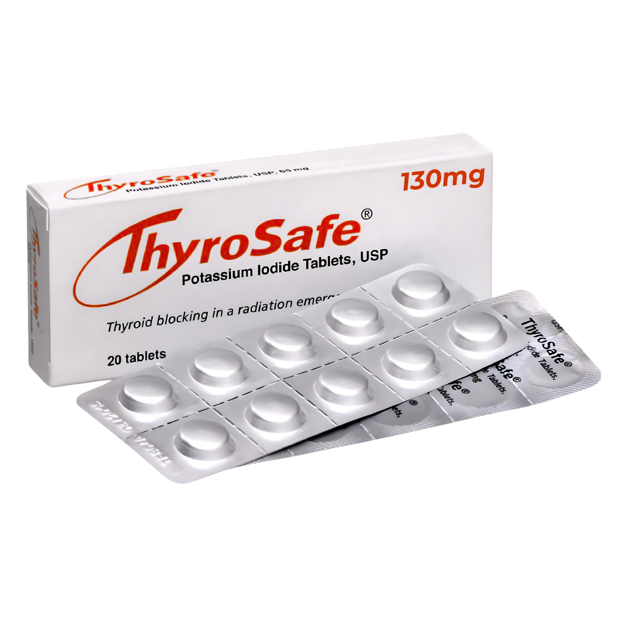 ThyroSafe frontal del paquete mostrando 20 tabletas y portabilidad