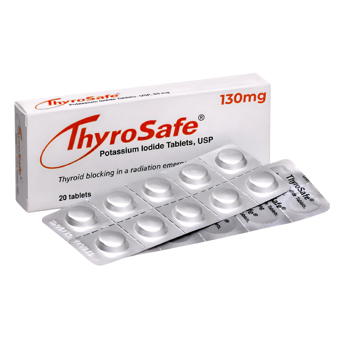 ThyroSafe frontal del paquete mostrando 20 tabletas y portabilidad