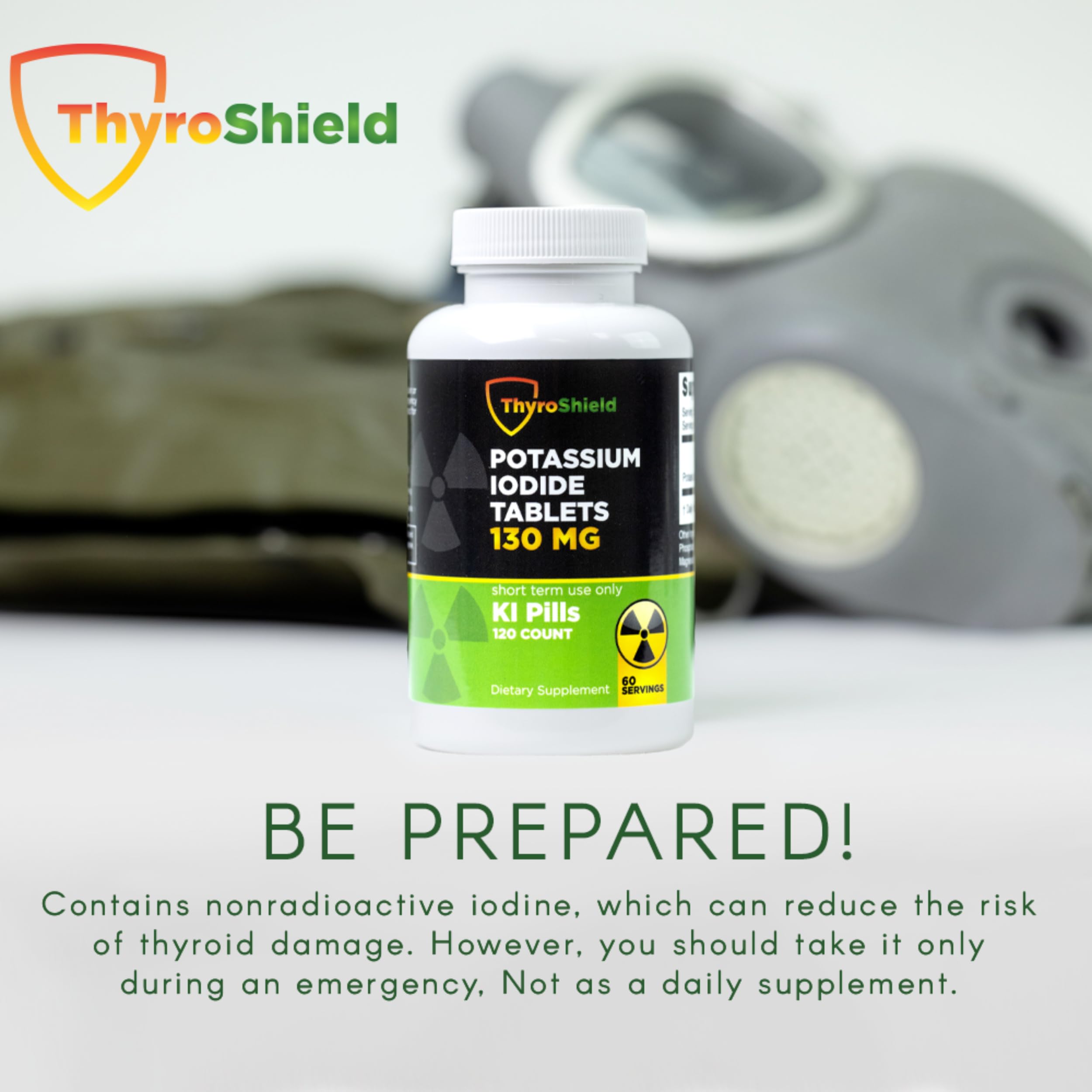 ThyroShield etiqueta legible con información de USP y garantía de calidad