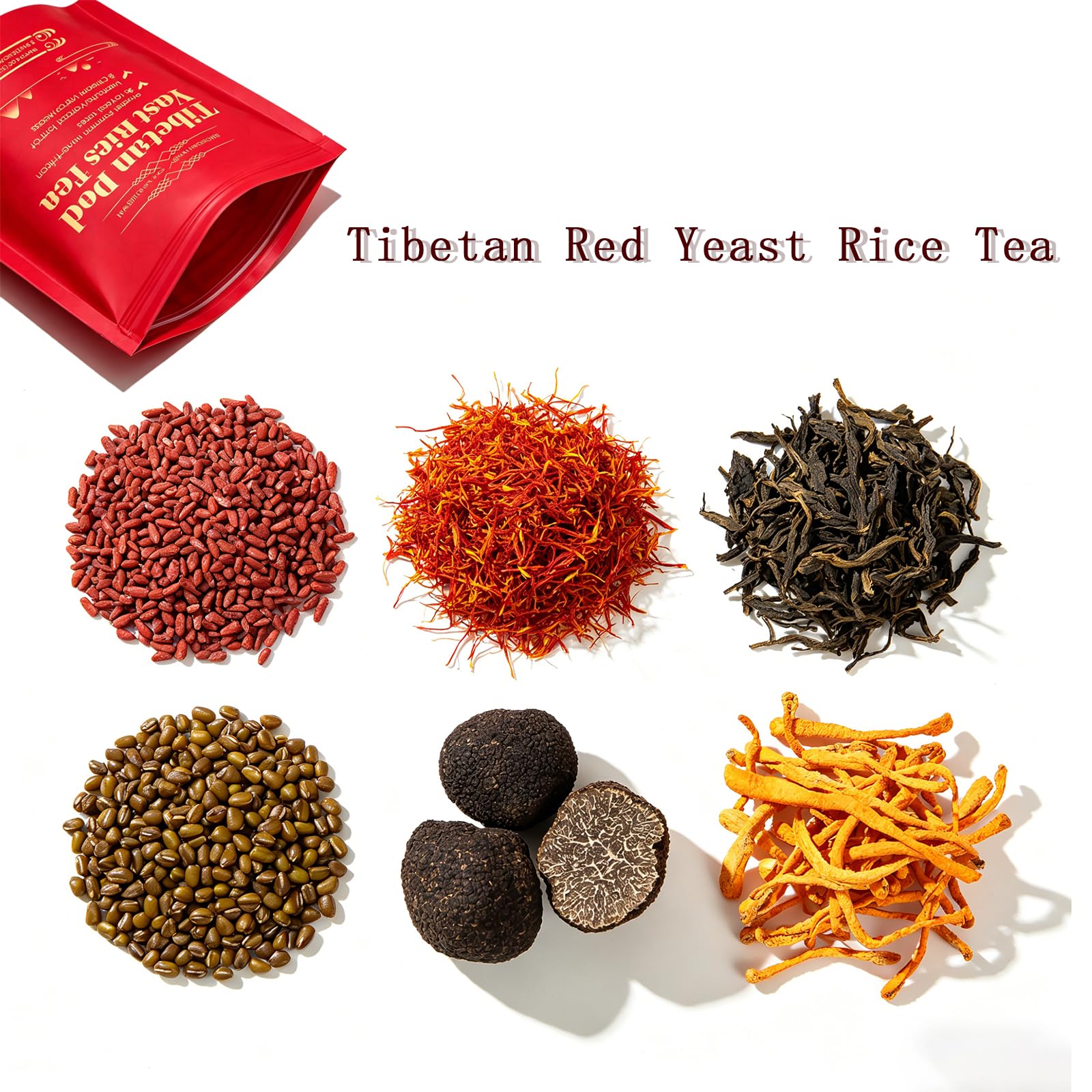 Generic escena de desayuno con Tibetan Red Yeast Rice integrándose a la mesa diaria
