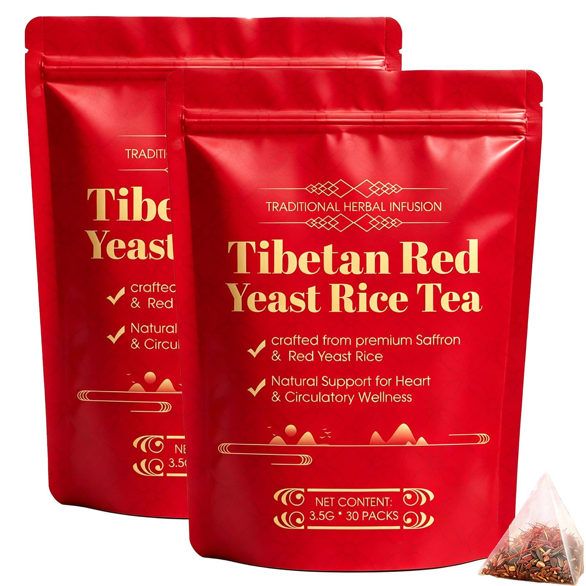 Generic paquete frontal del té Tibetan Red Yeast Rice con presentación premium