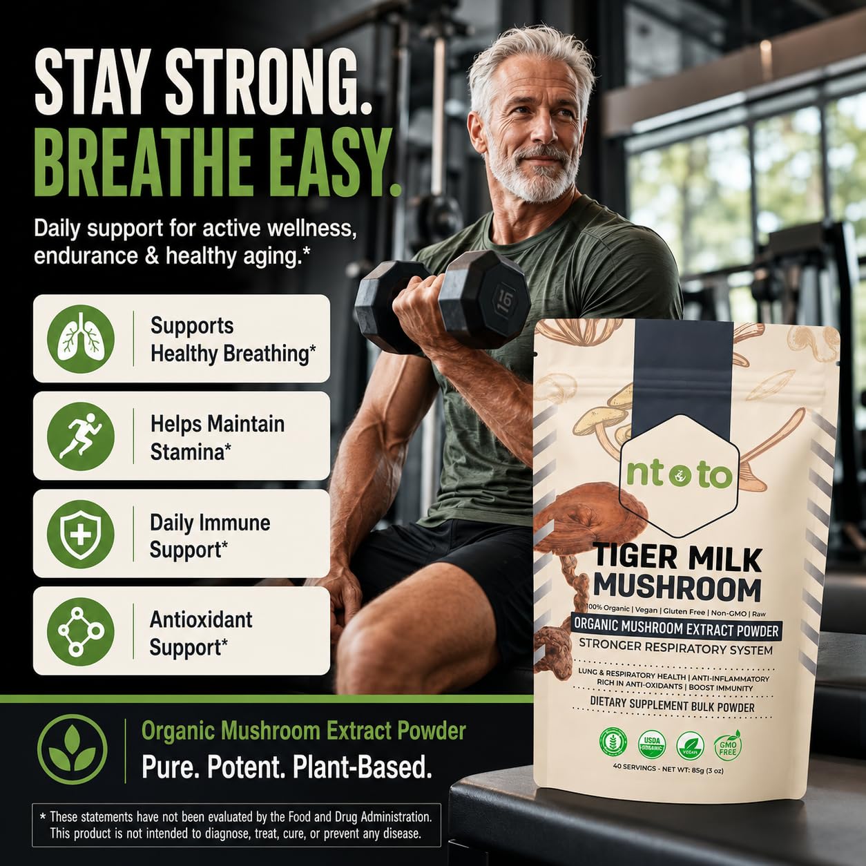 Generic Tiger Milk Mushroom servido en batido, apoyo respiratorio con bebida diaria