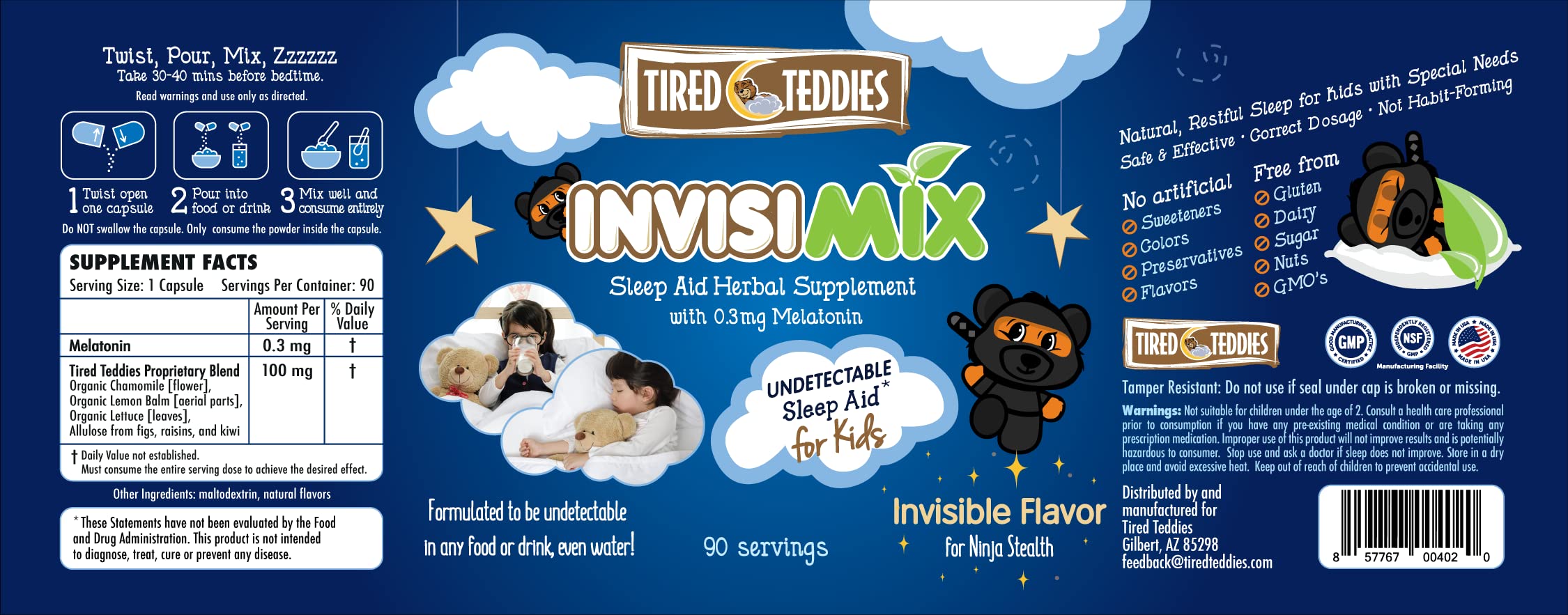 Tired Teddies cápsula en mano para mostrar tamaño y facilidad de uso
