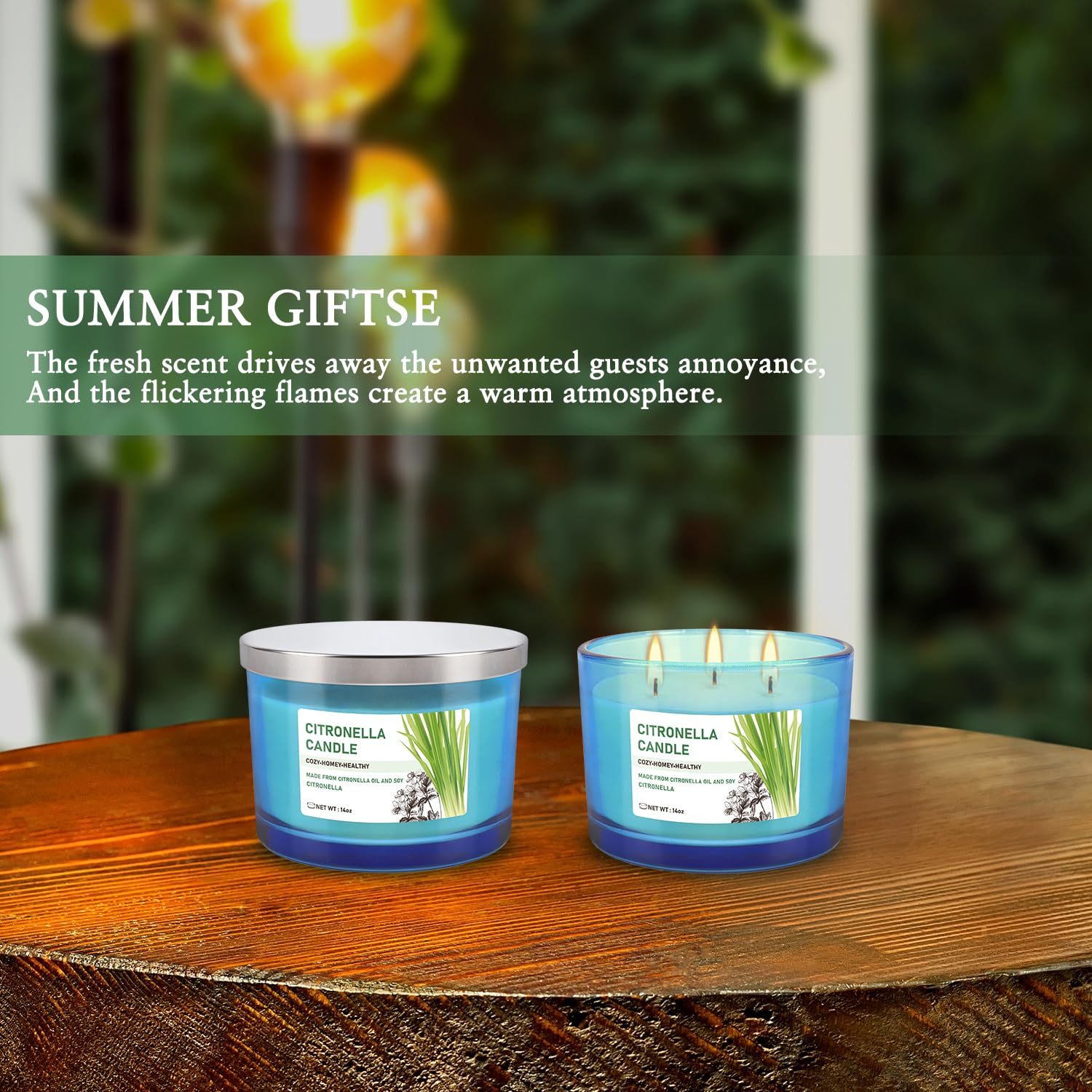 TLNFHRPI comparación de tamaño con manos para mostrar las 14 oz por vela
