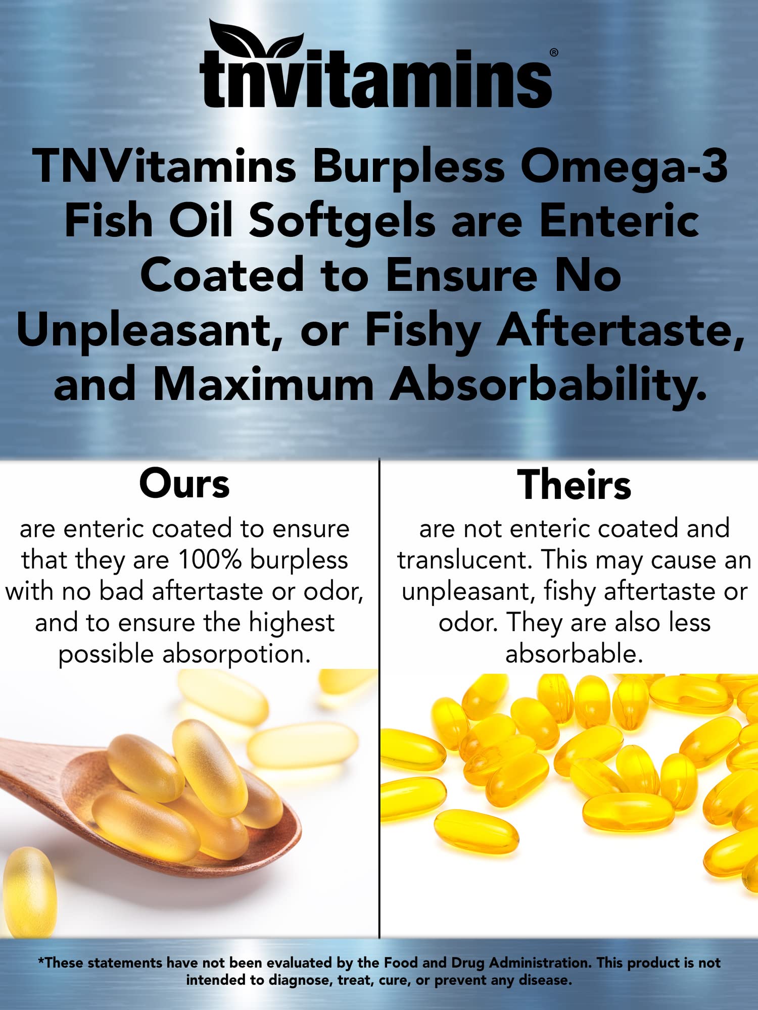 tnvitamins cápsulas en taza junto a comida para uso diario