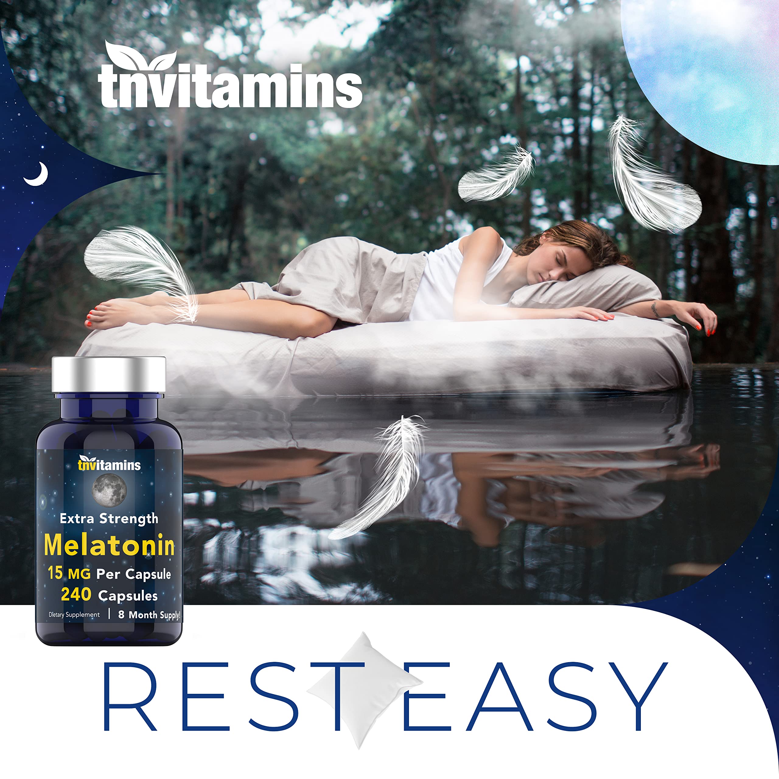tnvitamins producto en mesita de noche transmitiendo ambiente relajante