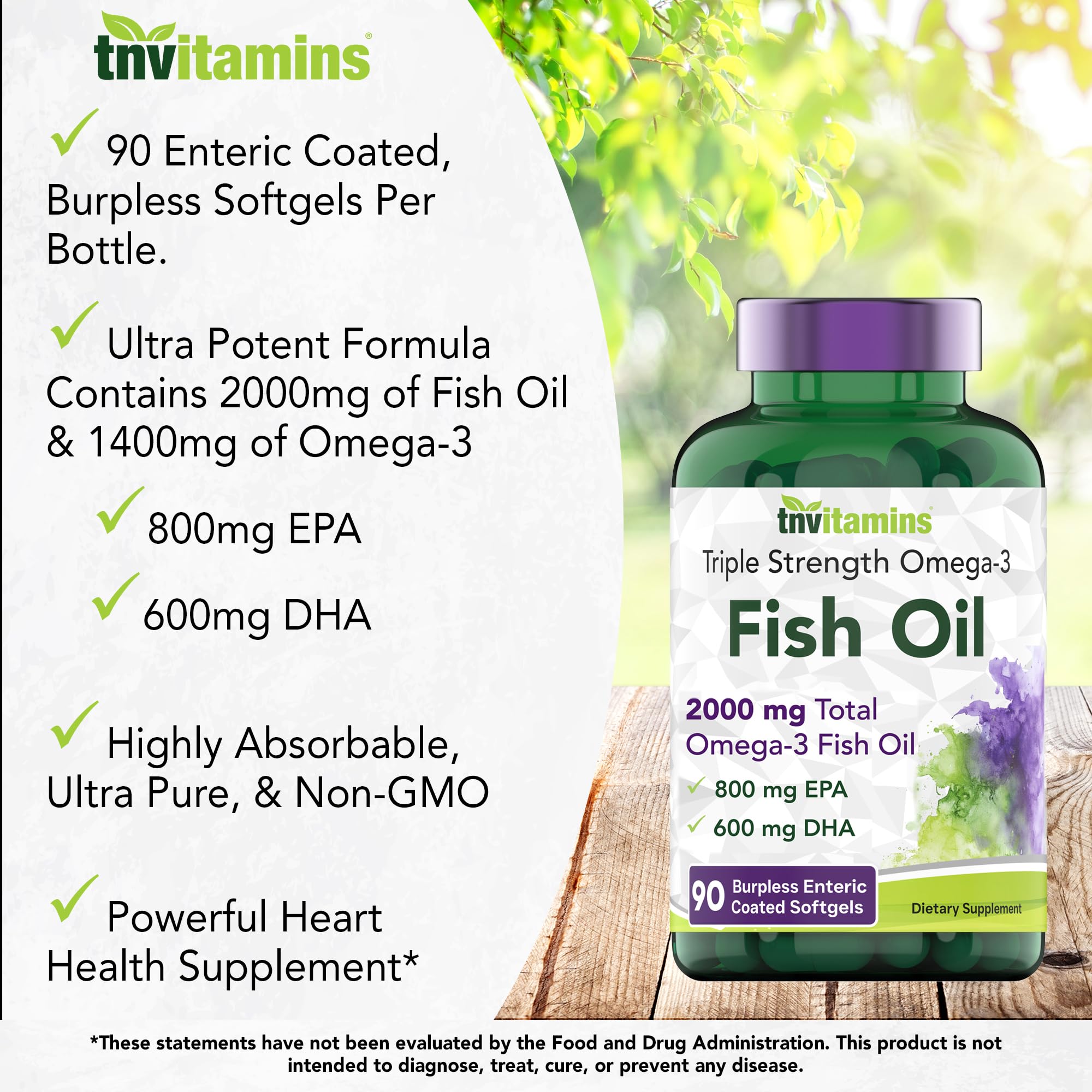 tnvitamins etiqueta nutricional con información de EPA y DHA