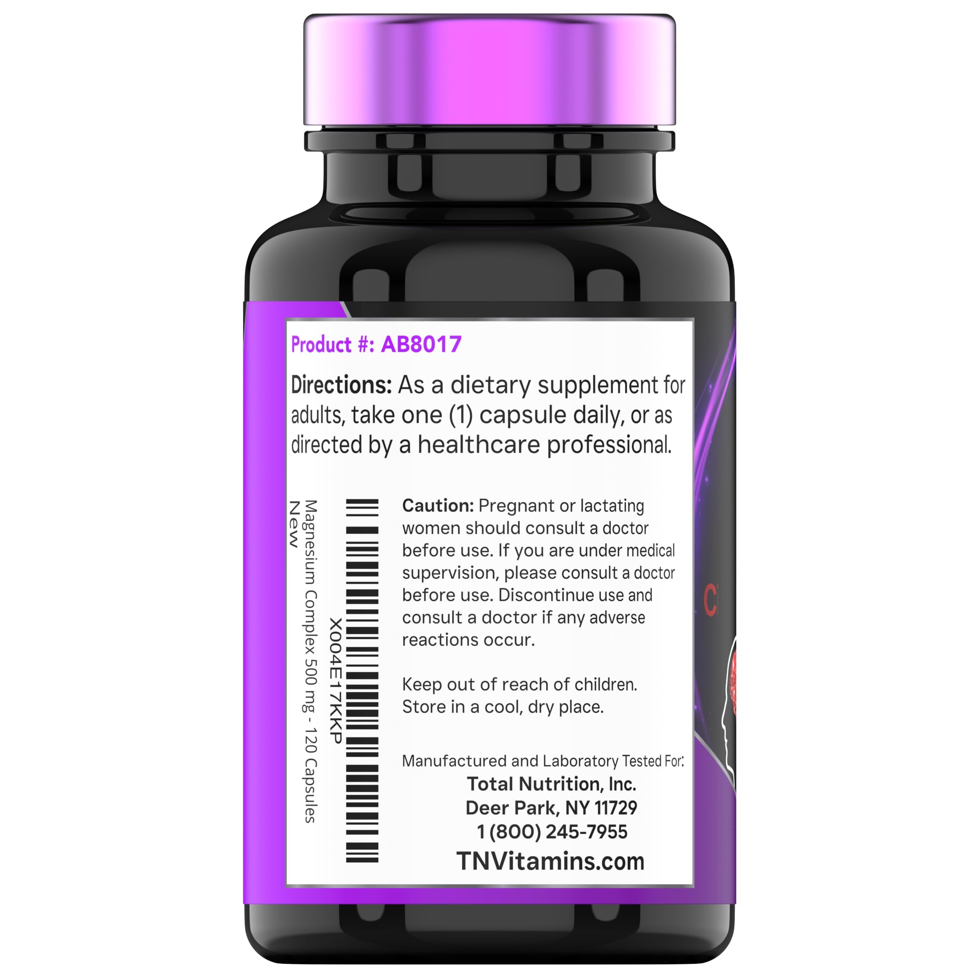 tnvitamins frasco abierto con cápsulas para ilustrar cantidad por envase