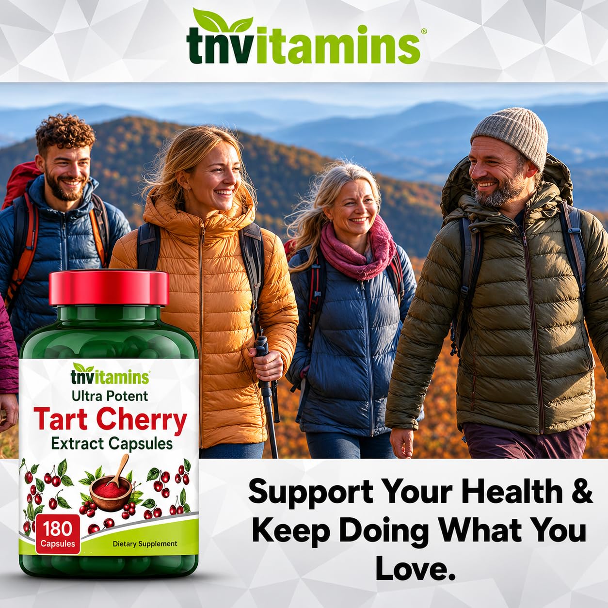 tnvitamins primer plano de la etiqueta con ingredientes y garantía de calidad