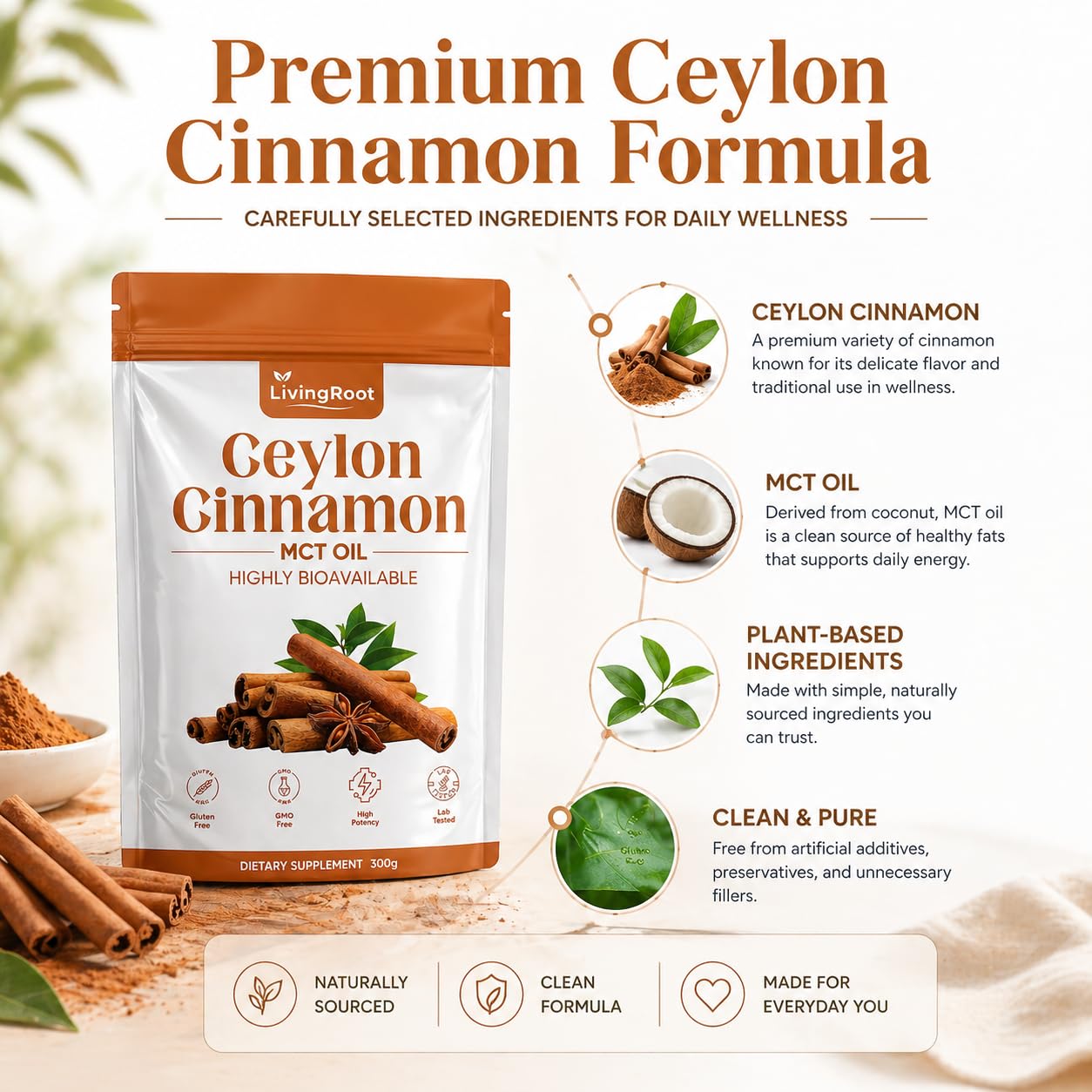 TOGOLIUN canela sobre avena y yogur, aporta aroma natural saludable
