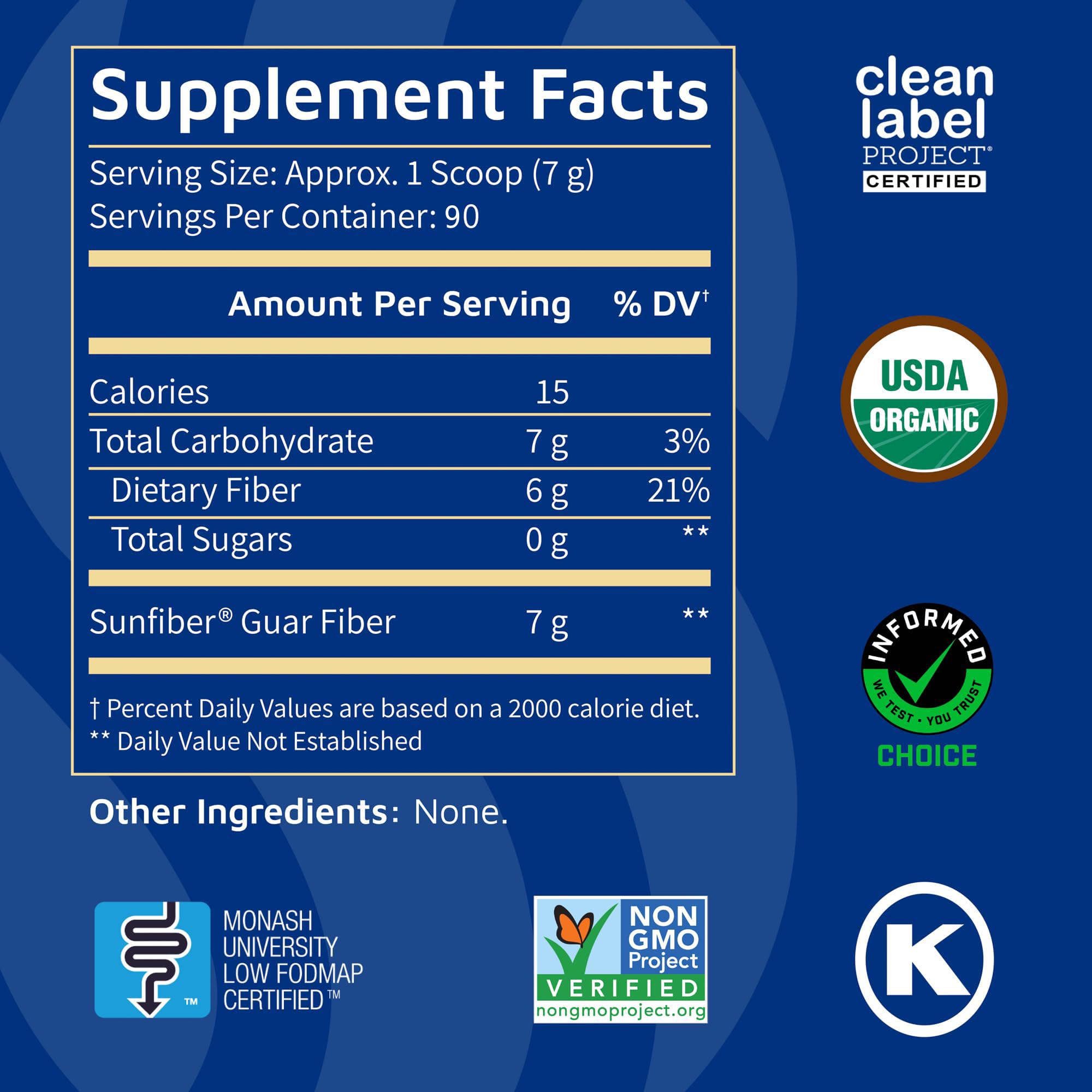 Tomorrow's Nutrition Sunfiber tarro abierto con polvo listo para usar