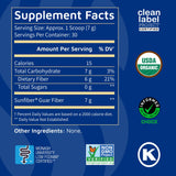 Tomorrow's Nutrition polvo Sunfiber disolviéndose claro en un vaso, fácil mezcla